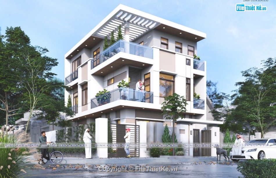 Nhà phố sketchup,nhà phố 3 tầng,Nhà phố file su,Nhà phố hiện đại